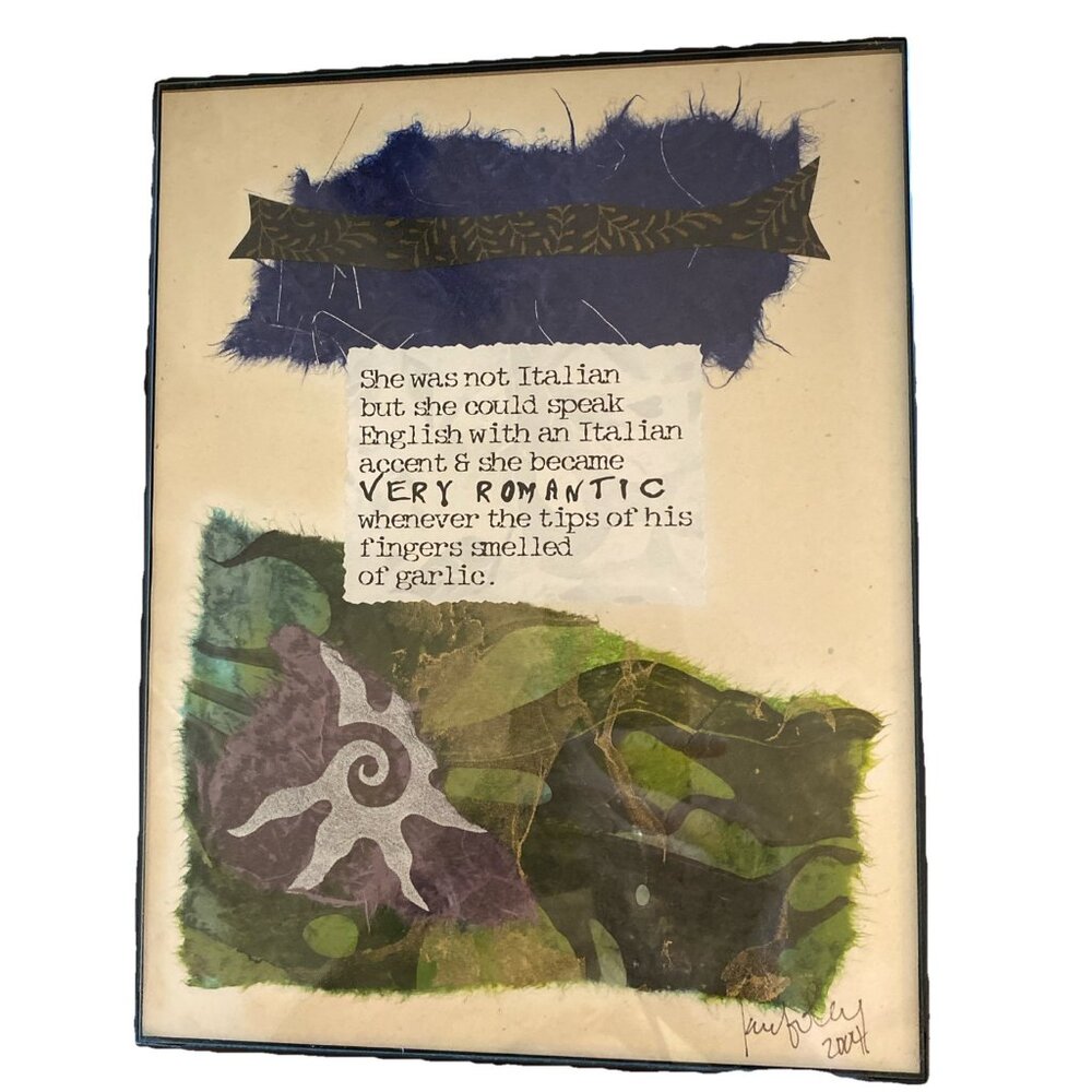 2004 Kay Foley 8" X 11" Original Narrative Collage Signed Italian Romantic Verse
